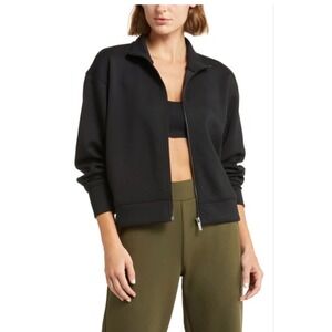 Zella Amazing Full Zip Jacket Black Mock Neck Athletic Sweatshirt Women Medium
